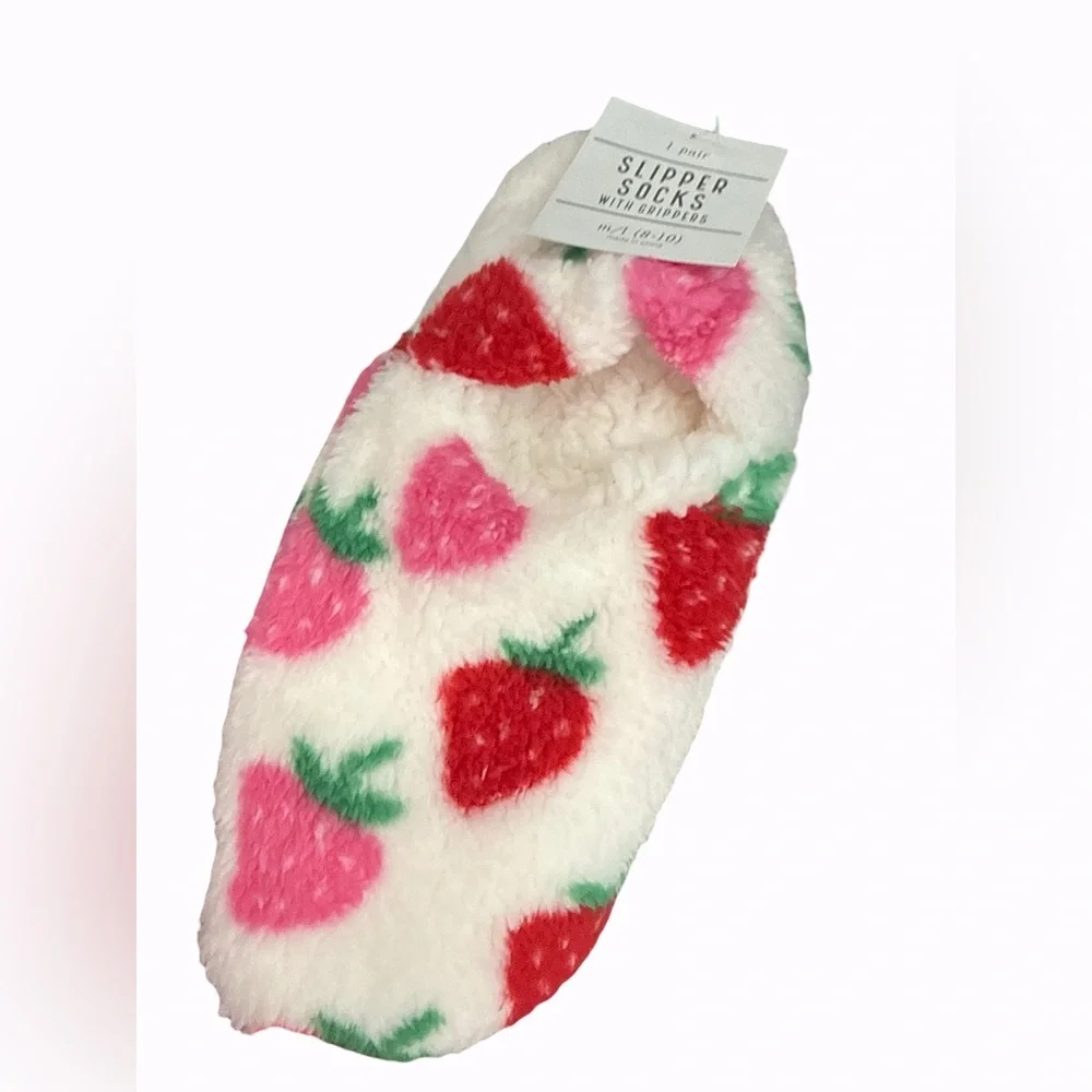 2 PAIR Women's Strawberry Slippers Lightweight Soft Sole Slippers M/L (8-10) NWT